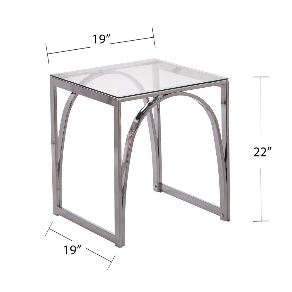 22" Chrome Glass And Iron Square End Table - Homeroots