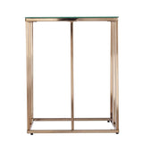 24" Champagne Glass And Iron Square End Table - Homeroots