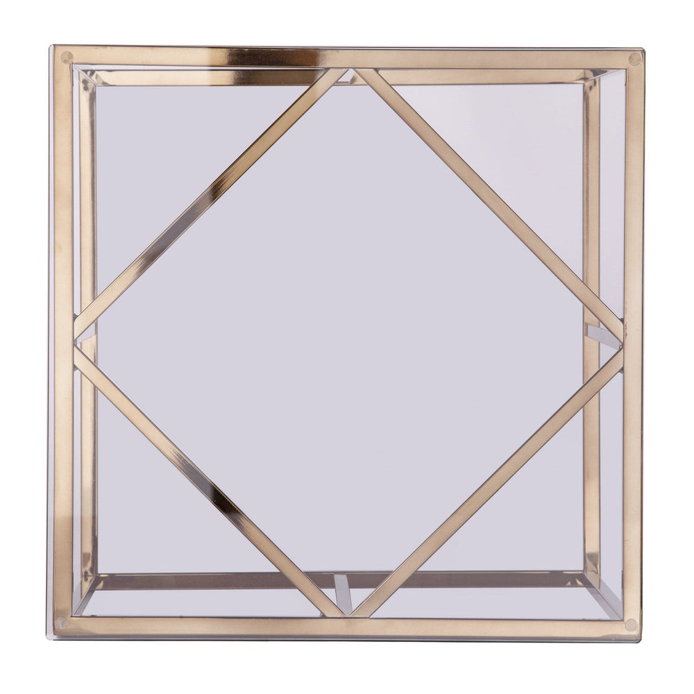 24" Champagne Glass And Iron Square End Table - Homeroots