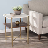24" Brass Manufactured Wood And Iron Square End Table With Shelf - Homeroots