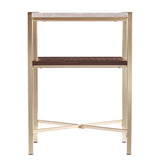 24" Brass Manufactured Wood And Iron Square End Table With Shelf - Homeroots