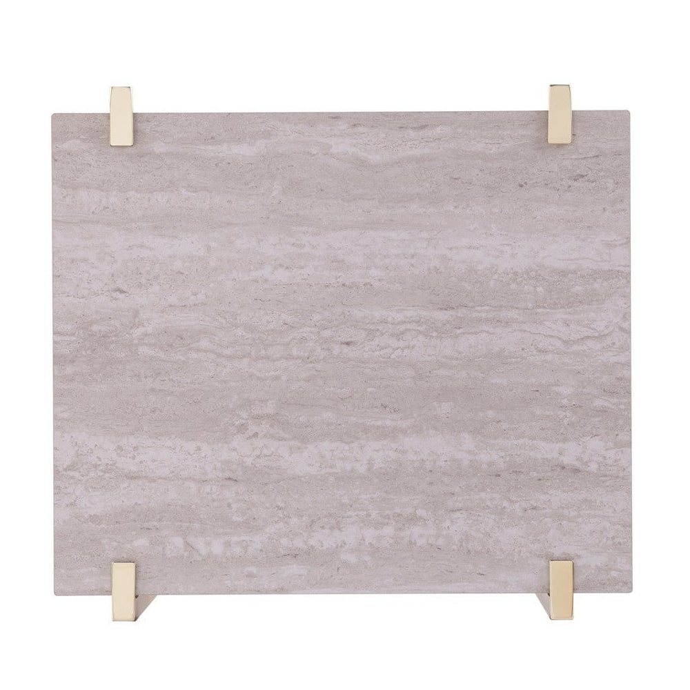 24" Brass Manufactured Wood And Iron Square End Table With Shelf - Homeroots