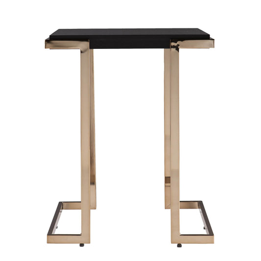 24" Black Geometric Metal Square End Table - Homeroots
