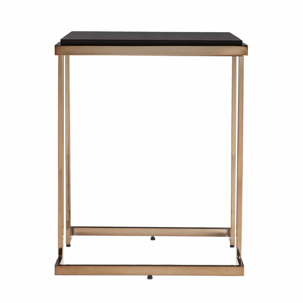 24" Black Geometric Metal Square End Table - Homeroots