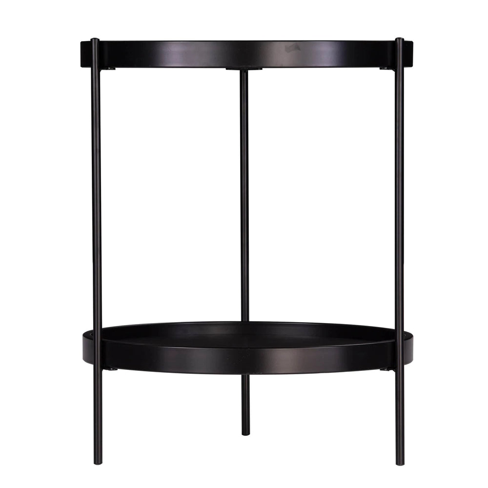 24" Black Manufactured Wood And Iron Round End Table With Shelf - Homeroots - Flyclothing LLC