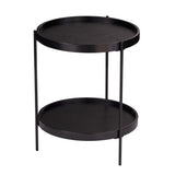 24" Black Manufactured Wood And Iron Round End Table With Shelf - Homeroots - Flyclothing LLC