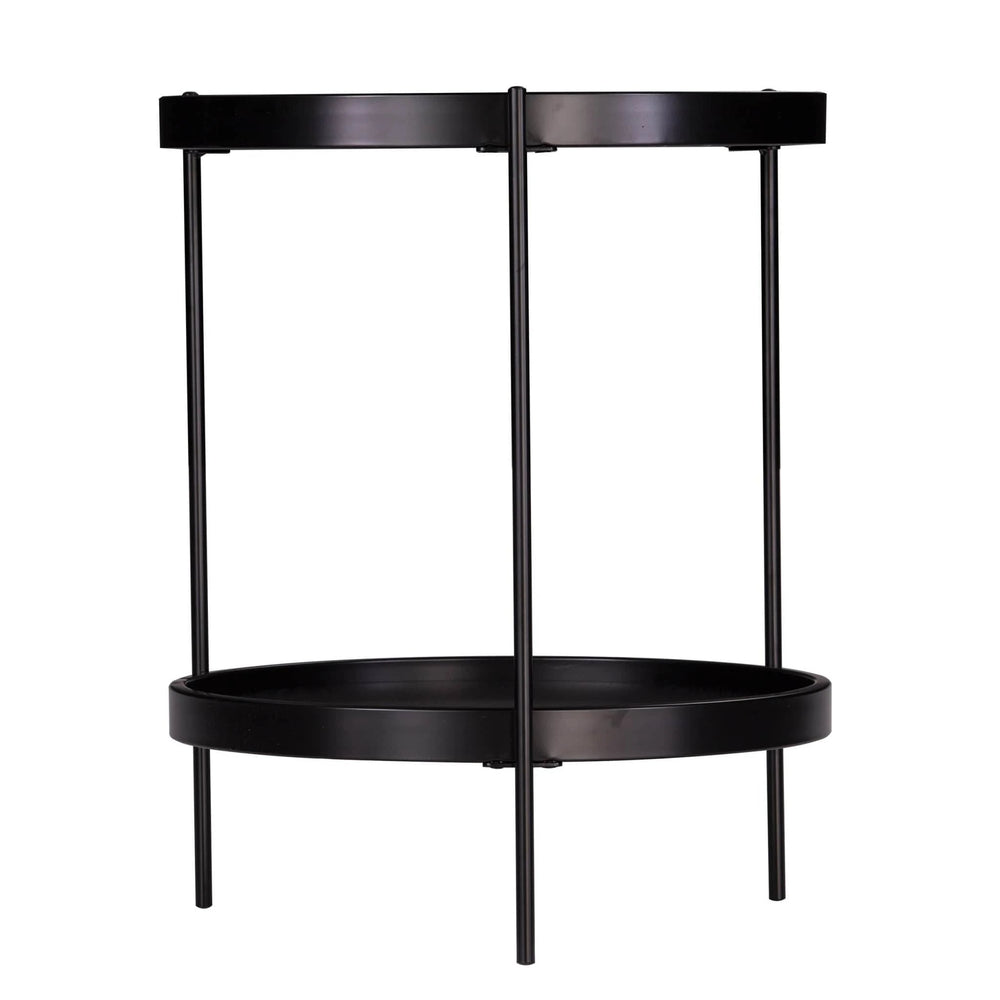 24" Black Manufactured Wood And Iron Round End Table With Shelf - Homeroots - Flyclothing LLC