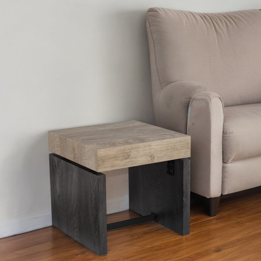 20" Natural Wood Manufactured Wood And Iron Square End Table - Homeroots