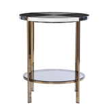 24" Black Manufactured Wood And Iron Round End Table With Two Shelves - Homeroots - Flyclothing LLC