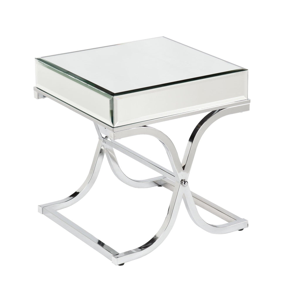 22" Silver And Clear Mirrored Glass Square End Table - Homeroots