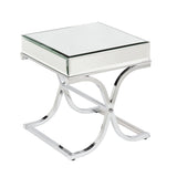 22" Silver And Clear Mirrored Glass Square End Table - Homeroots