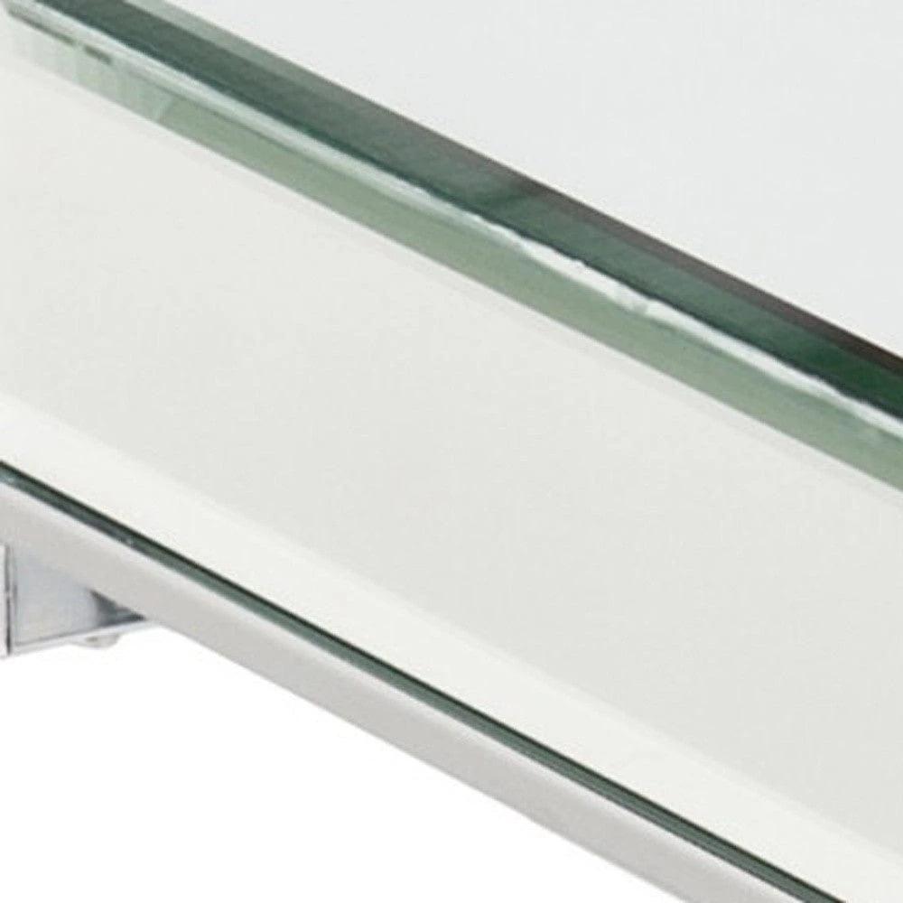 22" Silver And Clear Mirrored Glass Square End Table - Homeroots