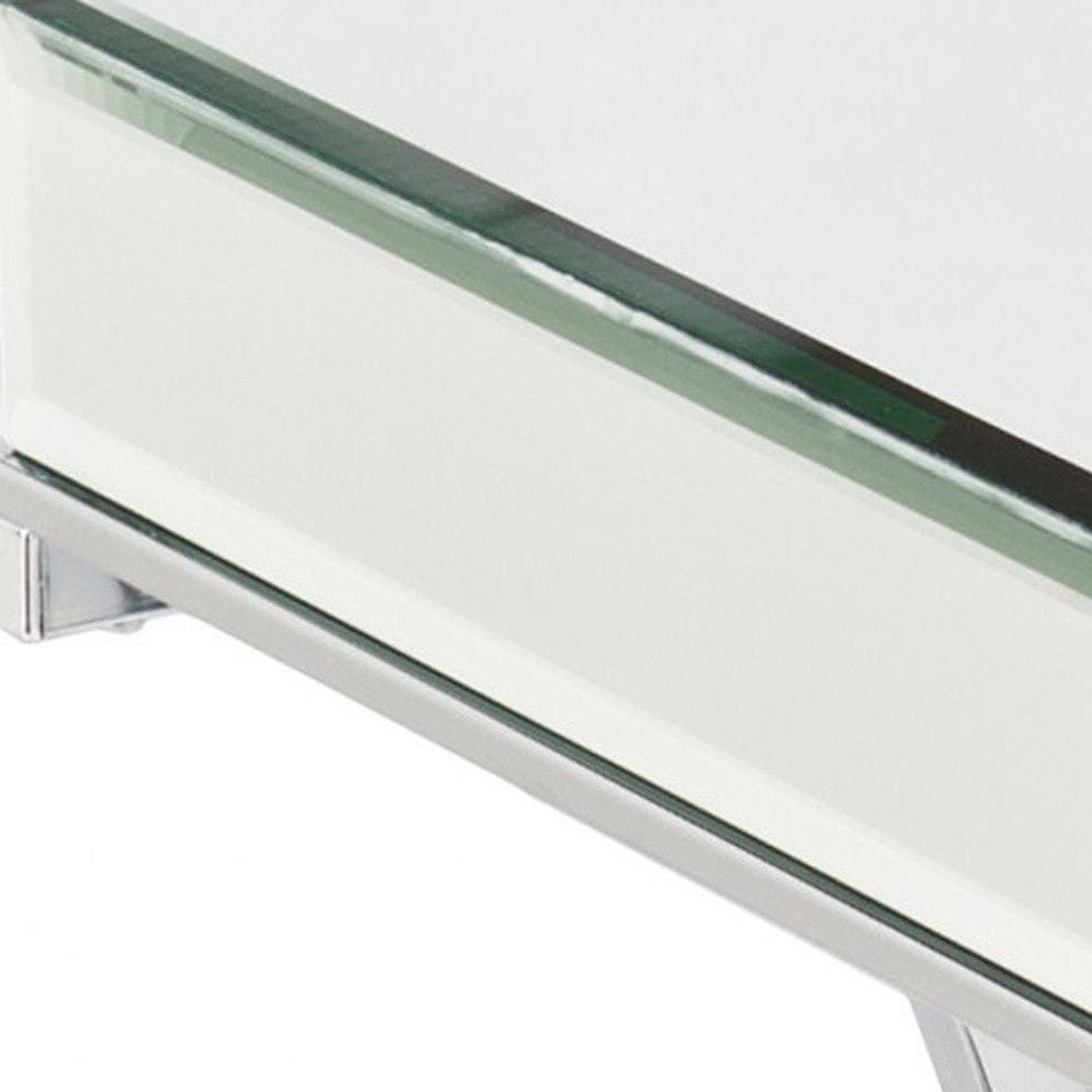 22" Silver And Clear Mirrored Glass Square End Table - Homeroots