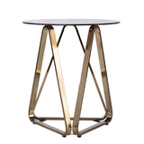 24" Champagne Glass And Iron Round End Table - Homeroots