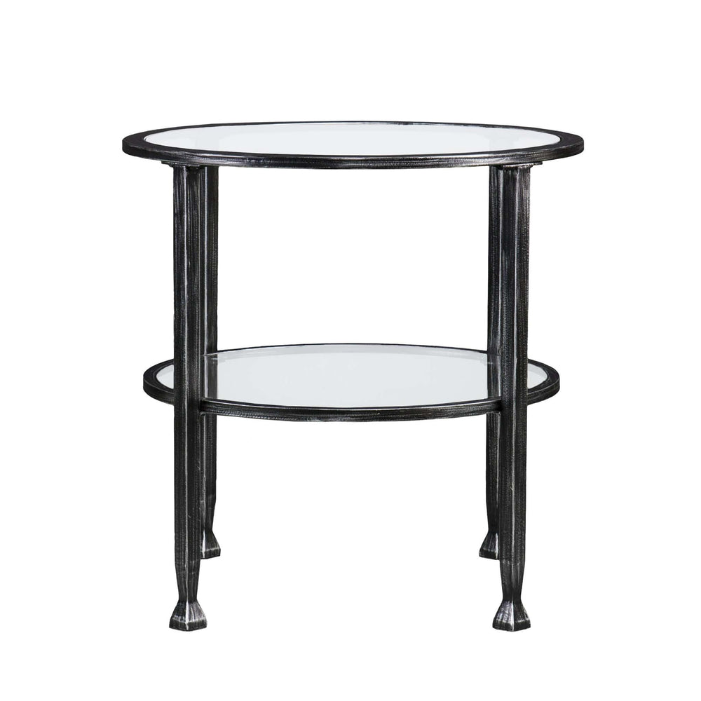 24" Black Glass And Iron Round End Table - Homeroots - Flyclothing LLC