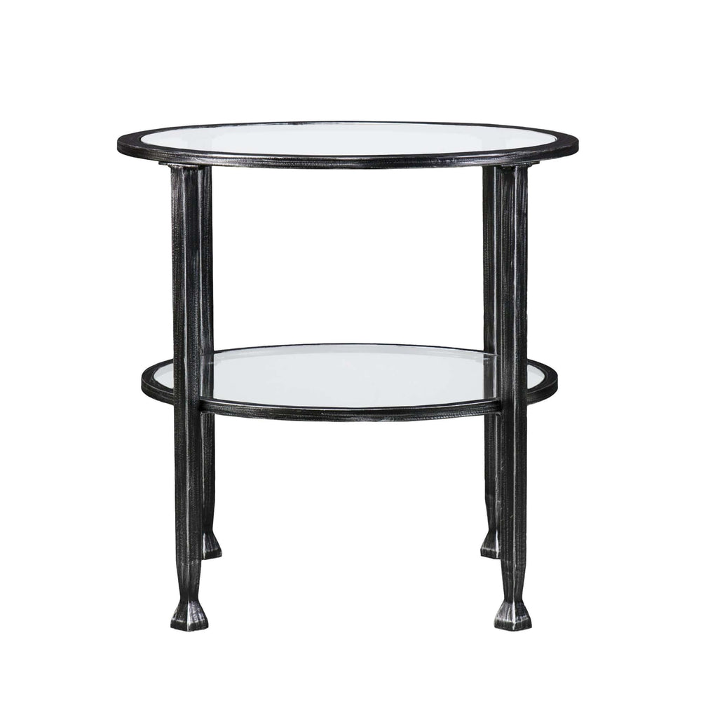 24" Black Glass And Iron Round End Table - Homeroots - Flyclothing LLC