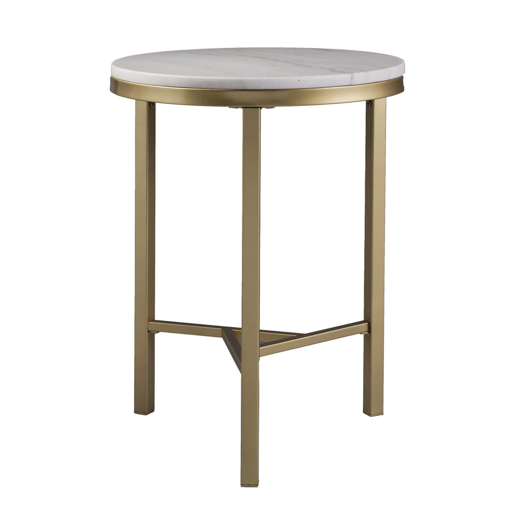 24" Champagne Genuine Marble Look And Iron Rectangular End Table - Homeroots - Flyclothing LLC