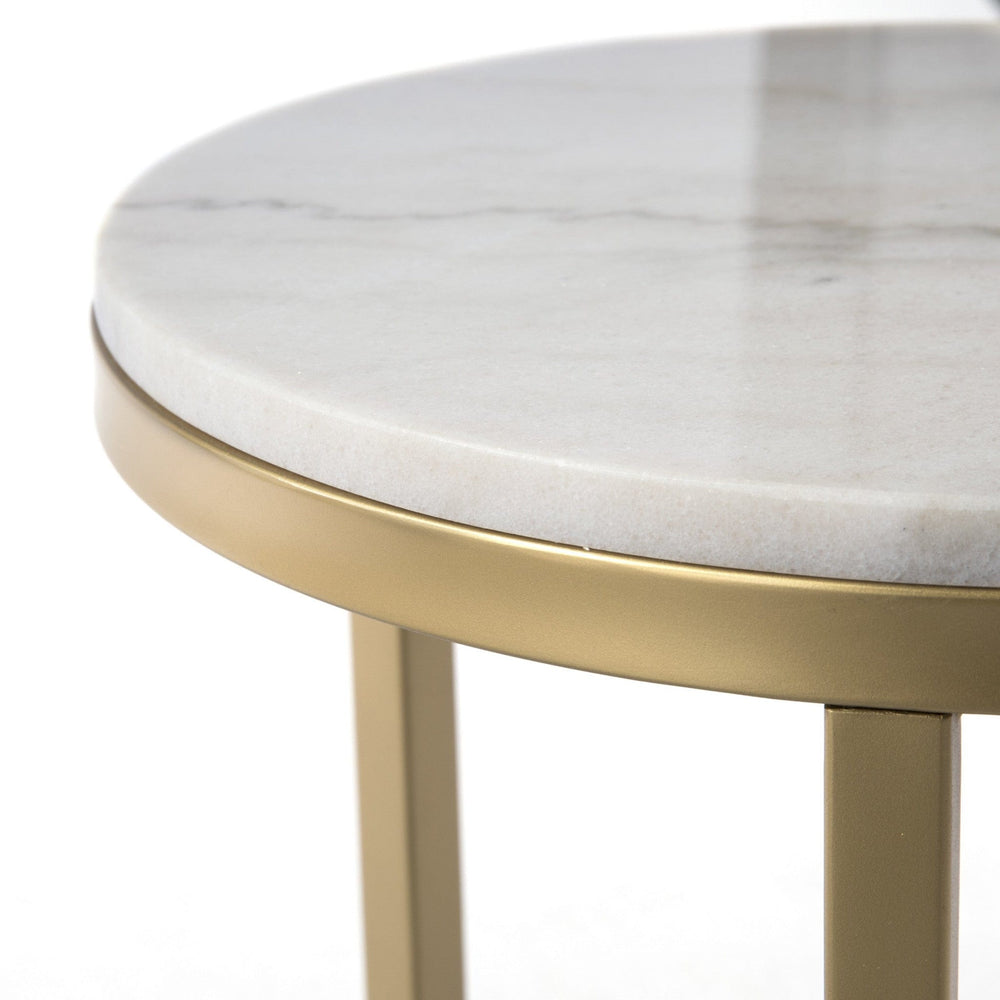 24" Champagne Genuine Marble Look And Iron Rectangular End Table - Homeroots - Flyclothing LLC