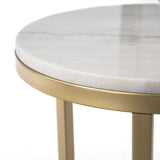 24" Champagne Genuine Marble Look And Iron Rectangular End Table - Homeroots - Flyclothing LLC