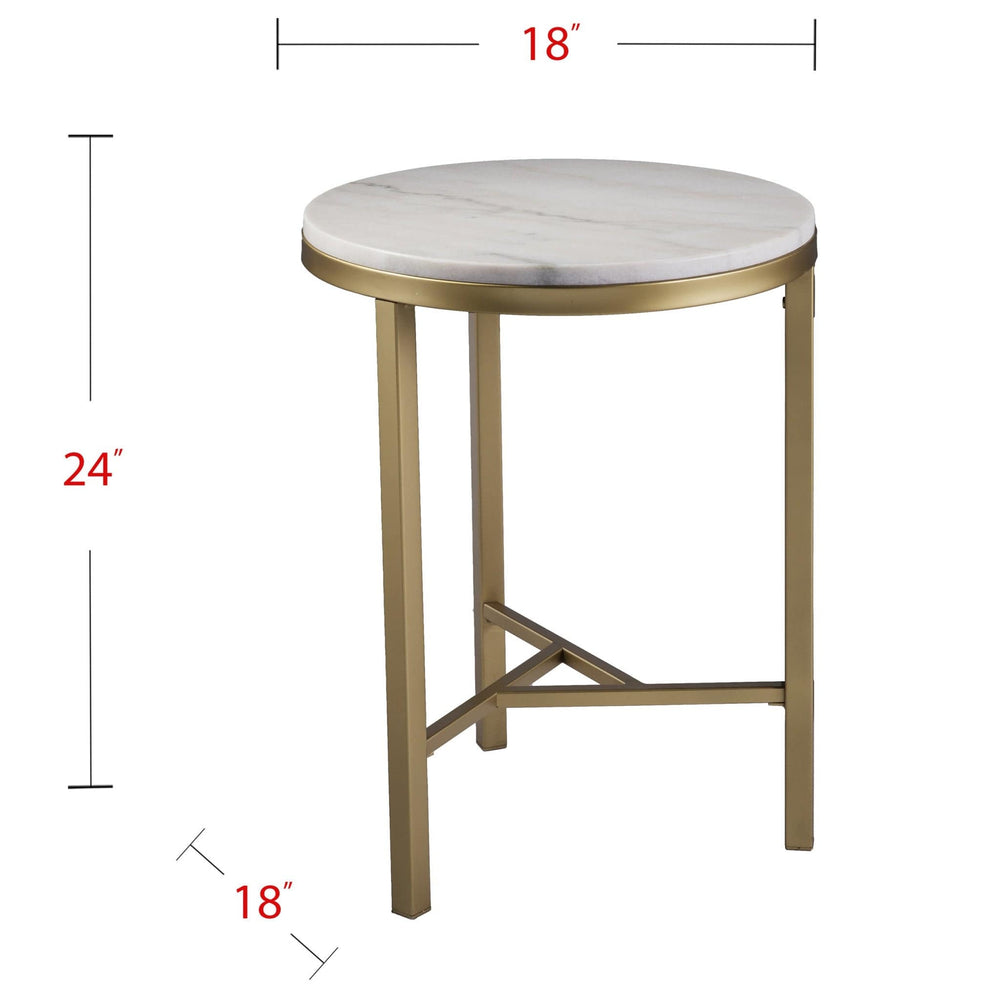 24" Champagne Genuine Marble Look And Iron Rectangular End Table - Homeroots - Flyclothing LLC