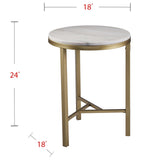 24" Champagne Genuine Marble Look And Iron Rectangular End Table - Homeroots - Flyclothing LLC