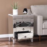 26" Silver End Table With Three Drawers - Homeroots