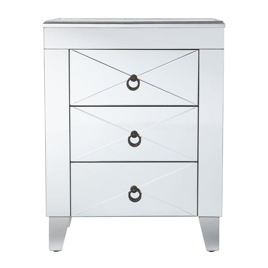 26" Silver End Table With Three Drawers - Homeroots