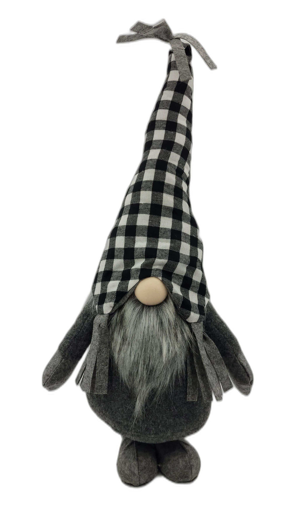 Black and White Buffalo Plaid Standing Gnome - Homeroots - Flyclothing LLC