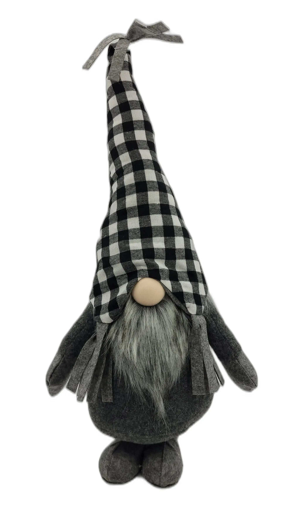 Black and White Buffalo Plaid Standing Gnome - Homeroots - Flyclothing LLC