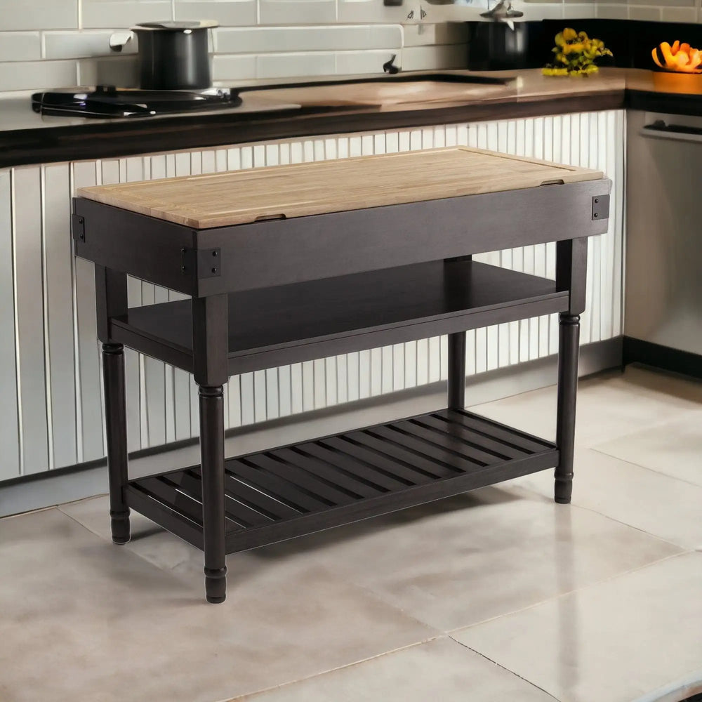 Brown and Natural 48" Kitchen Island With Storage - Homeroots - Flyclothing LLC