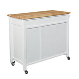 White and Natural 42" Rolling Kitchen Cart With Storage - Homeroots - Flyclothing LLC