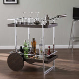 Brown and Silver Iron Rolling Bar Cart - Homeroots - Flyclothing LLC