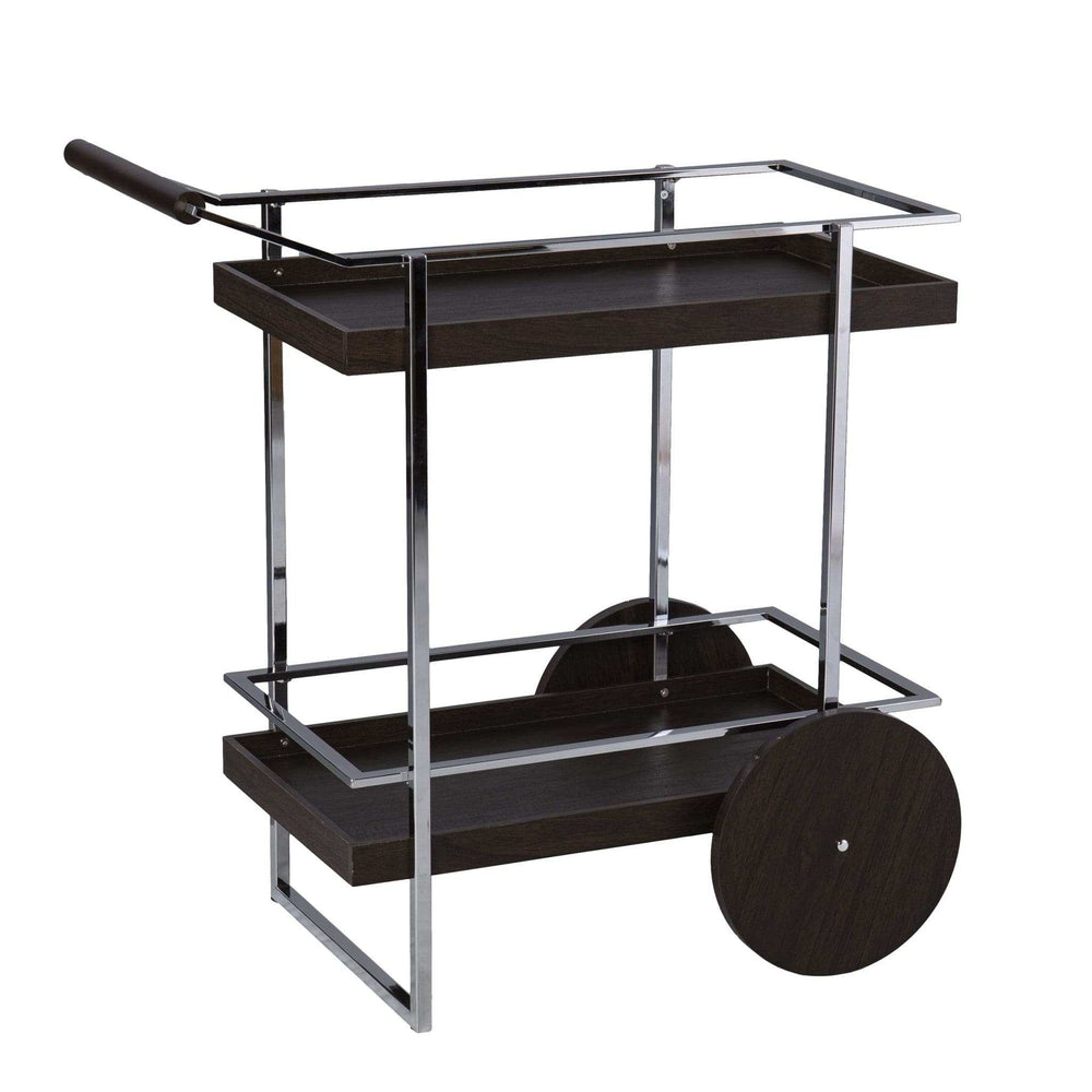 Brown and Silver Iron Rolling Bar Cart - Homeroots - Flyclothing LLC