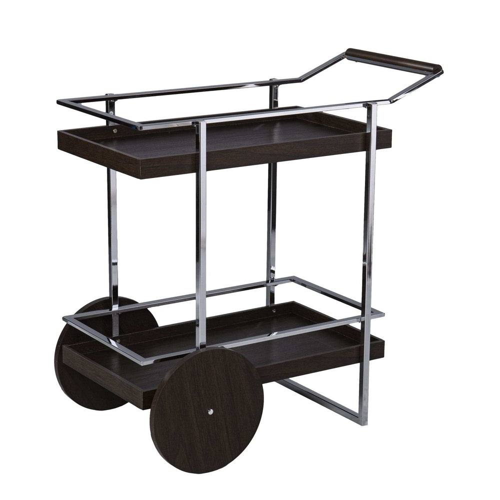Brown and Silver Iron Rolling Bar Cart - Homeroots - Flyclothing LLC