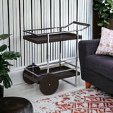 Brown and Silver Iron Rolling Bar Cart - Homeroots - Flyclothing LLC