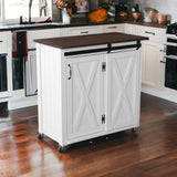 White and Brown 35" Rolling Kitchen Cart - Homeroots - Flyclothing LLC
