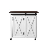 White and Brown 35" Rolling Kitchen Cart - Homeroots - Flyclothing LLC