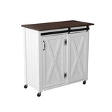White and Brown 35" Rolling Kitchen Cart - Homeroots - Flyclothing LLC
