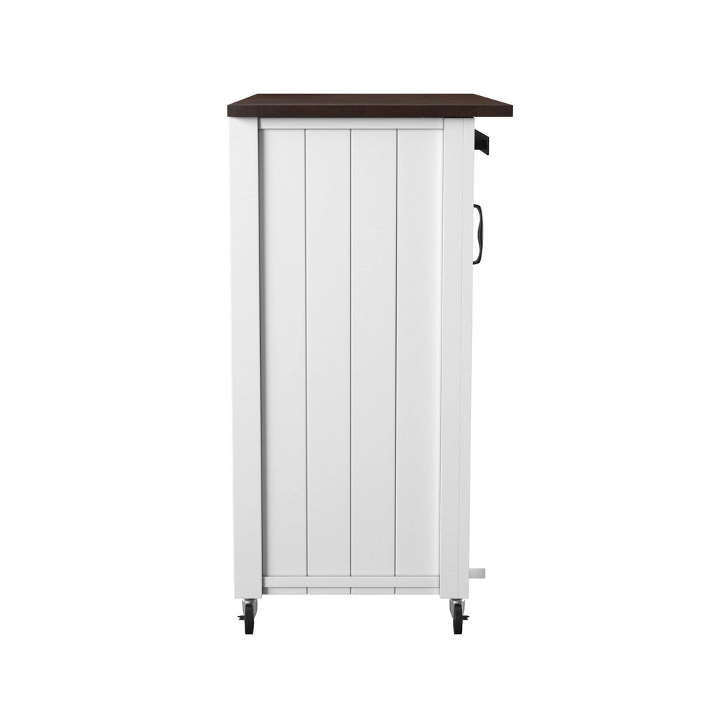 White and Brown 35" Rolling Kitchen Cart - Homeroots - Flyclothing LLC