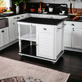 Black and White and Black 39" Rolling Kitchen Island With Storage - Homeroots - Flyclothing LLC