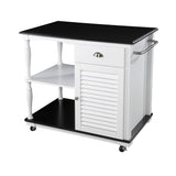 Black and White and Black 39" Rolling Kitchen Island With Storage - Homeroots - Flyclothing LLC