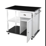 Black and White and Black 39" Rolling Kitchen Island With Storage - Homeroots - Flyclothing LLC