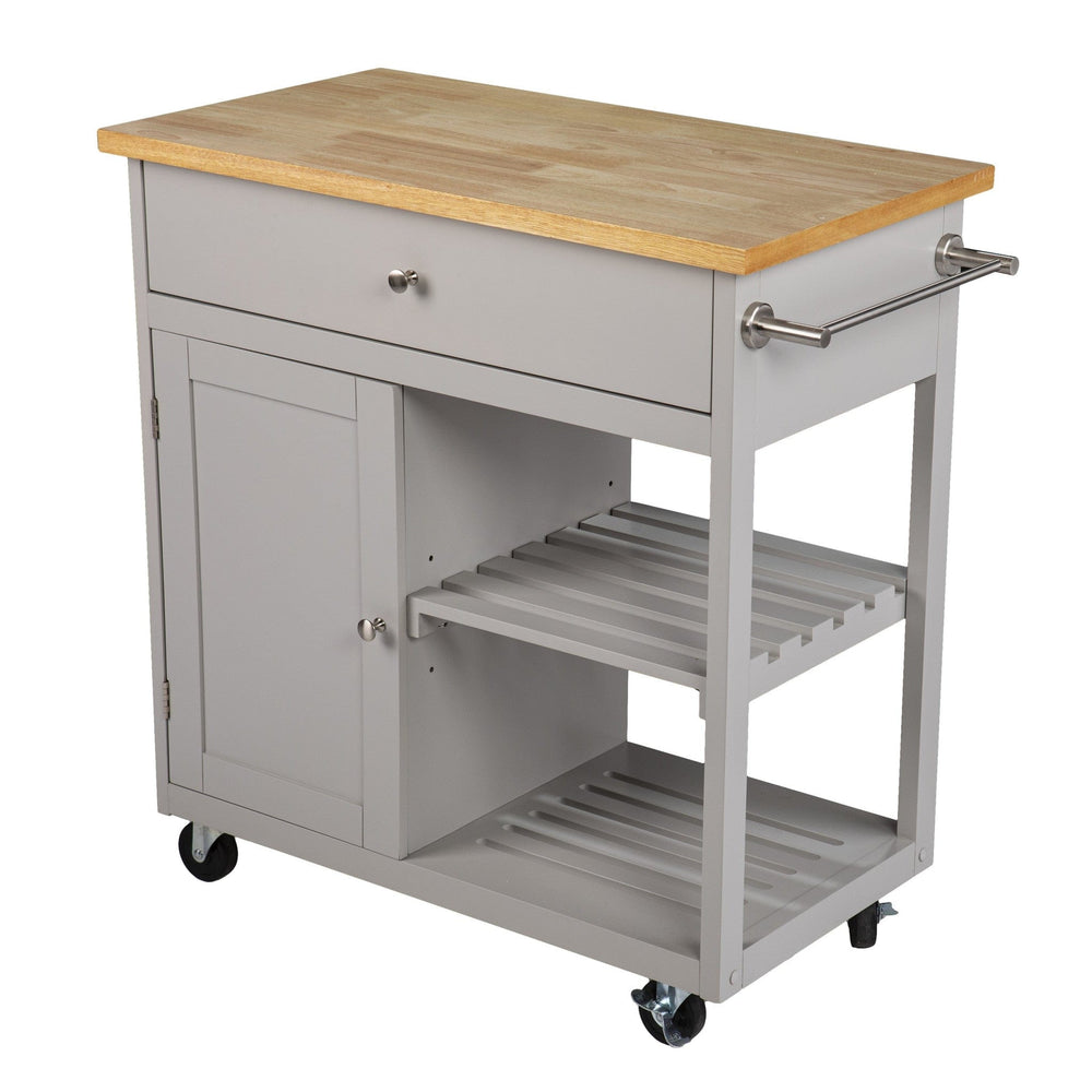 Gray and Natural 35" Rolling Kitchen Island With Storage - Homeroots - Flyclothing LLC