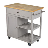 Gray and Natural 35" Rolling Kitchen Island With Storage - Homeroots - Flyclothing LLC