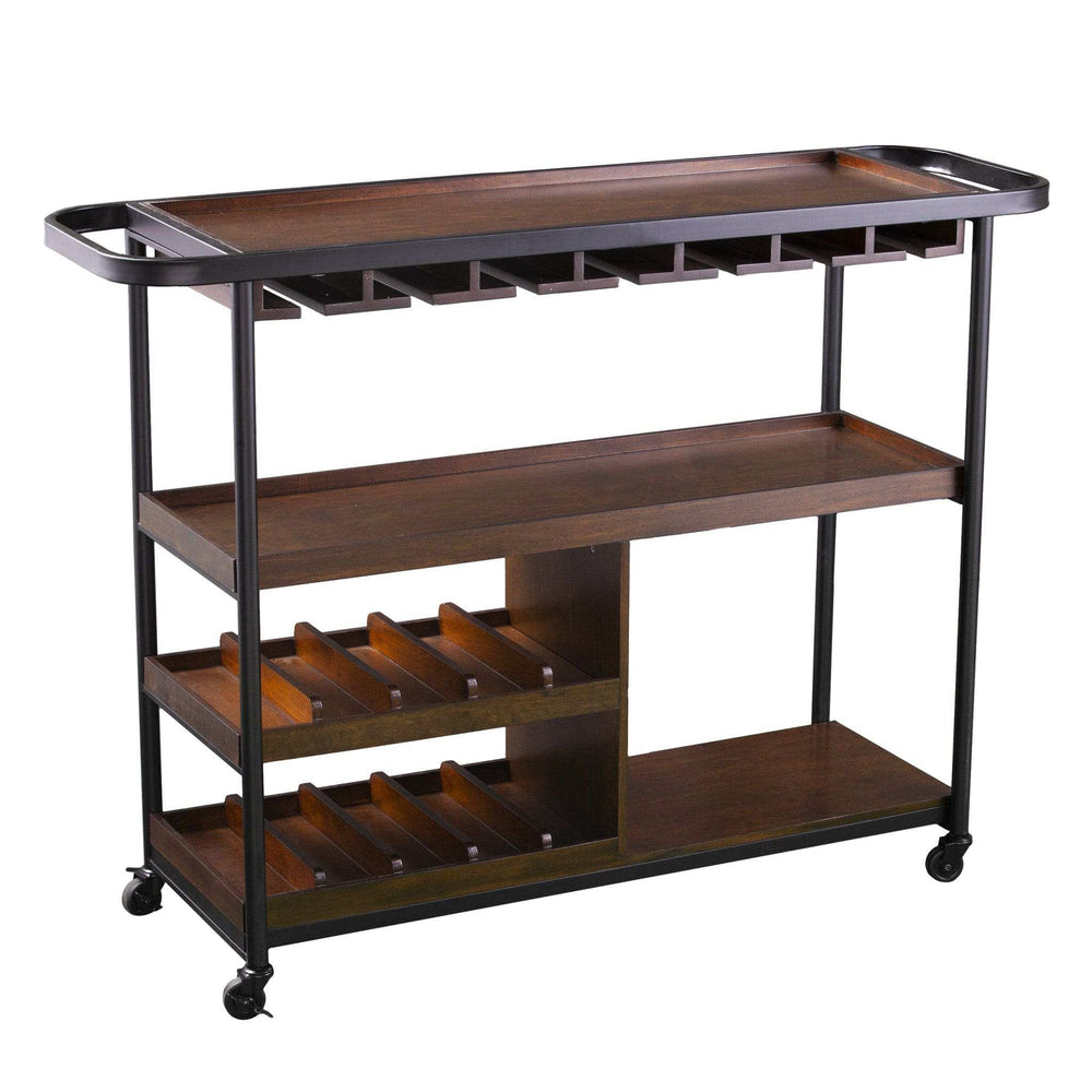 Brown Rolling Bar Cart - Homeroots - Flyclothing LLC