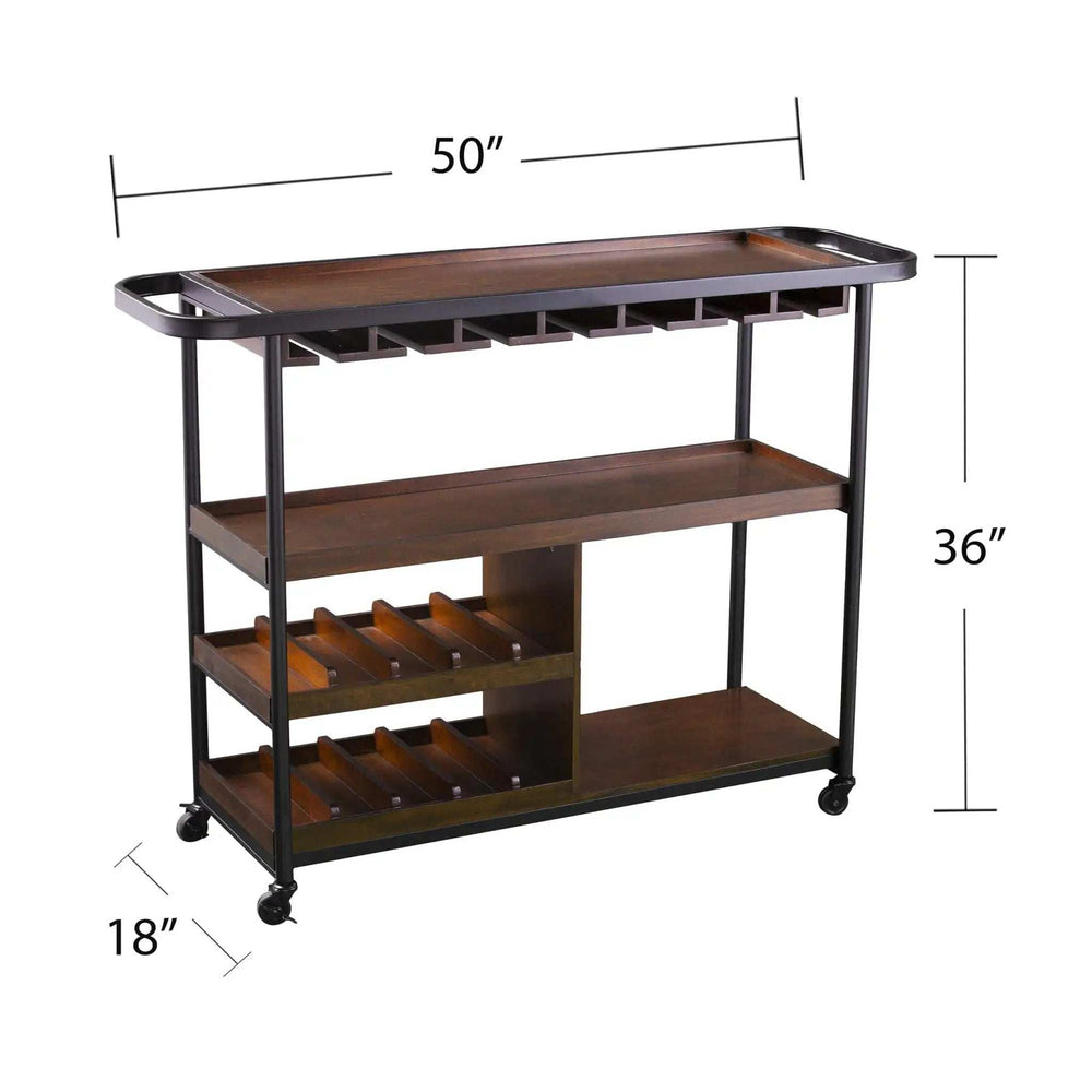 Brown Rolling Bar Cart - Homeroots - Flyclothing LLC