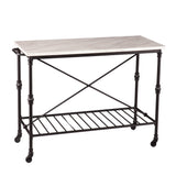 Black and White 49" Rolling Kitchen Island With Storage - Homeroots - Flyclothing LLC