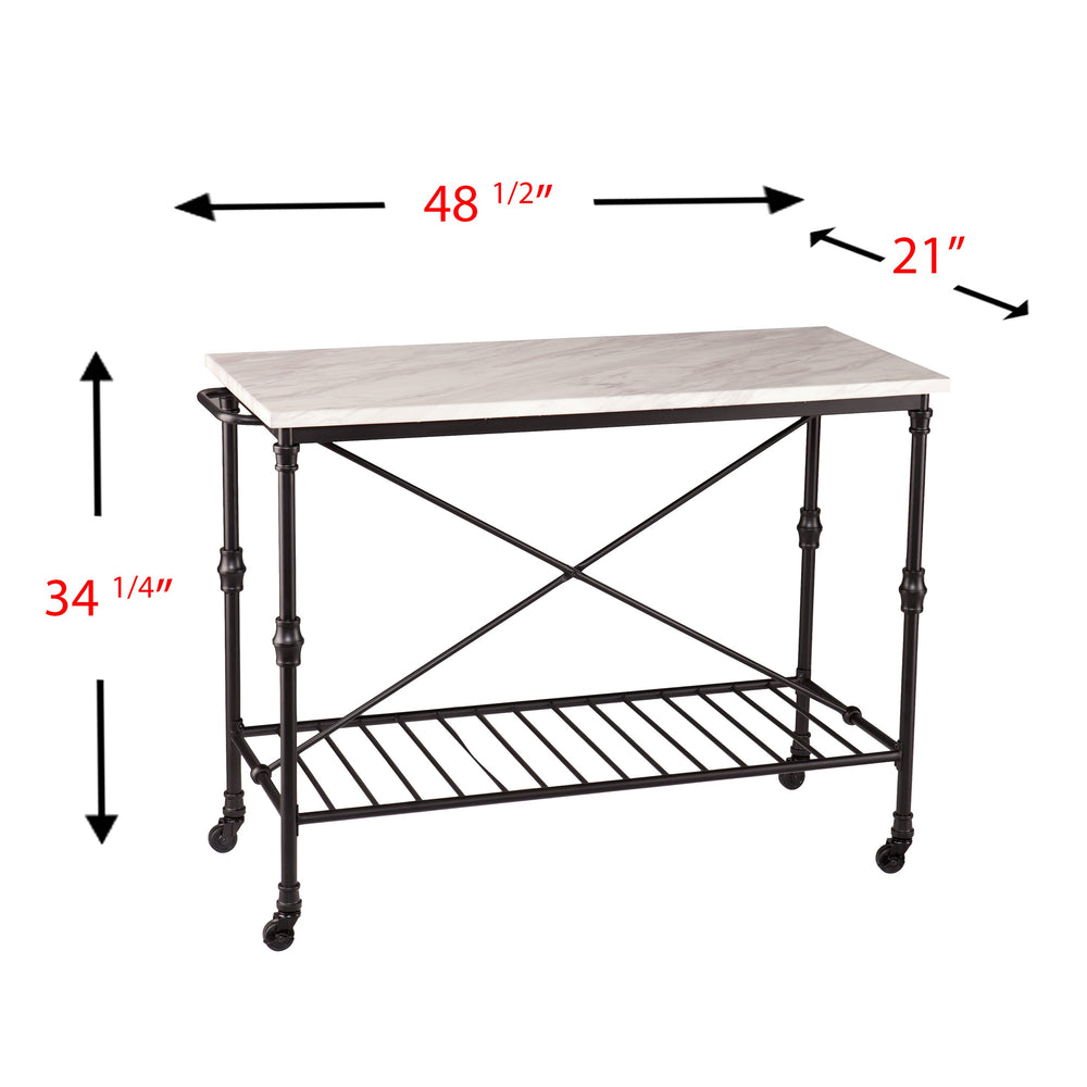 Black and White 49" Rolling Kitchen Island With Storage - Homeroots - Flyclothing LLC