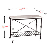 Black and White 49" Rolling Kitchen Island With Storage - Homeroots - Flyclothing LLC