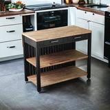Black and Natural 44" Kitchen Island With Storage - Homeroots - Flyclothing LLC